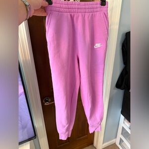 Nike Kids Pink Joggers with Swoosh Logo
